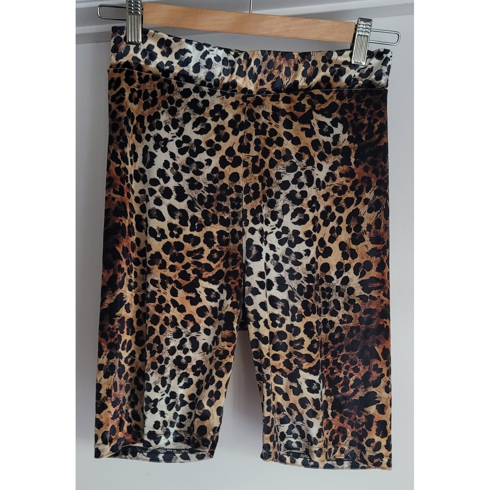 COLLUSION Women's Shorts Size 6‎ Brown Animal Print Biker Shorts
